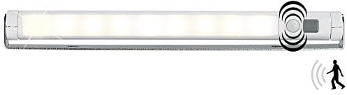 Lunartec Lichtleiste kabellos: Schwenkbare LED-Lichtleiste, PIR-Bewegungsmelder, 9 SMD-LEDs, warmweiß (Treppenbeleuchtung ohne Strom, Treppenbeleuchtung ohne Kabel, Treppenlicht batteriebetrieben)