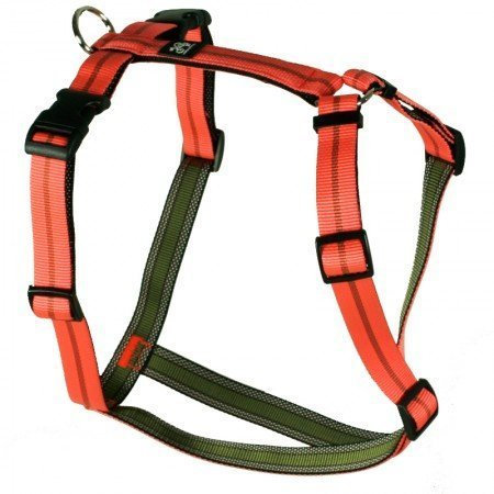 Feltmann Brustgeschirr Soft Nylonband, Orange mit Streifen, 75-100cm, 25mm