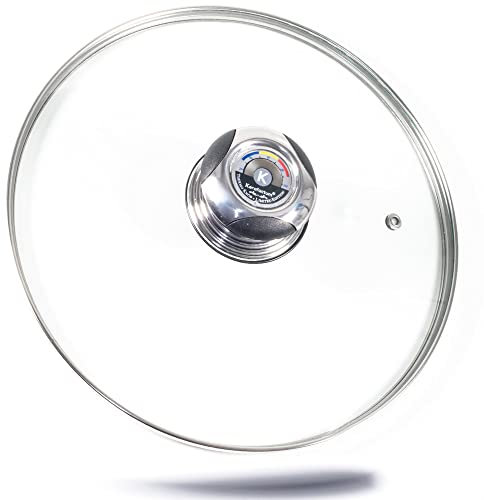 Kerafactum Couvercle de Casserole en Verre avec Trou de Vapeur et Une poignée thermomètre Couvercle de diamètre pour casseroles de 18 cm