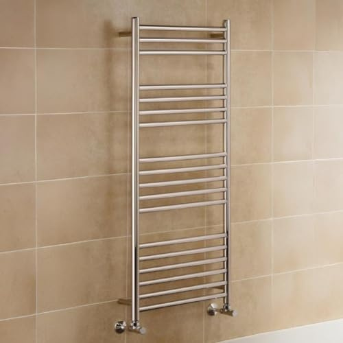 Manissa Boston Heated Towel Rail Stainless Steel 400mm W x 1000mm H | Central Heating, Towel Warmer, Rust-Resistant, Bathroom, Wall Mounted, Mirror Polished