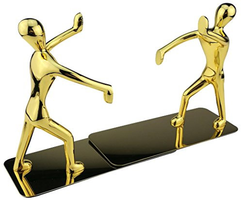 Paire de Serre-Livres en Acier Inoxydable, en Forme d’Hommes pratiquant Le Kung-fu, décoratifs, Tendance et créatifs pour Ranger et Organiser Vos Livres à la Maison au Bureau idée Cadeau doré