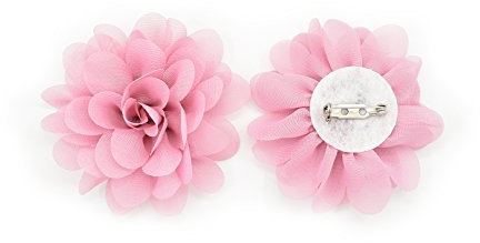 PrettyBoutique 7cm Chiffon Flower Brooch Corsage Safety Pin Dress Hat Bag Decoration Accessories (Dusty Pink)
