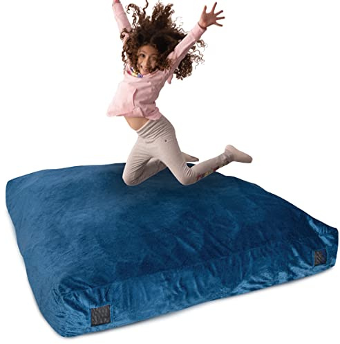 Milliard Crash Pad Sensory Pad with Foam Blocks for Kids and Adults with Washable Cover (5 feet x 5 feet) (Blue)