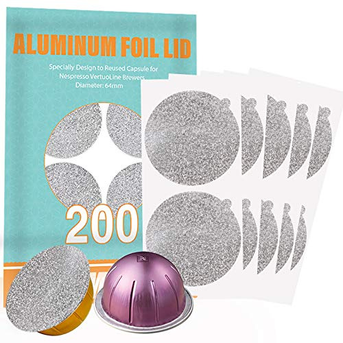 Capmesso Couvercles en aluminium pour capsules de café compatibles avec Nespresso VertuoLine 64 mm 64mm for VertuoLine