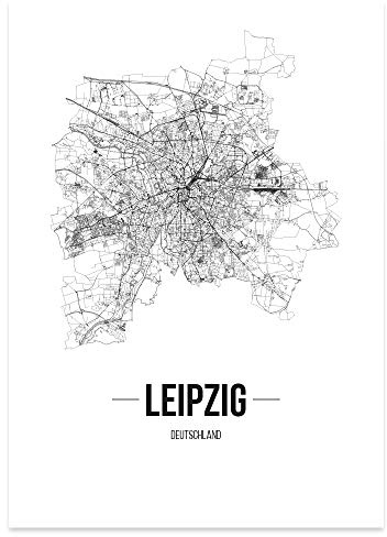 JUNIWORDS Stadtposter, Leipzig, Wähle eine Größe, 40 x 60 cm, Poster, Schrift B, Weiß