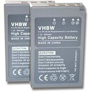 vhbw 2x Replacement Battery compatible with Olympus Pen E-PL9, E-P7, E-PL7, E-PL6, E-PM1, E-PL2, E-PL5 Camera DSLR (900mAh, 7.2V, Li-Ion)