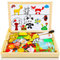 COOLJOY 100+ PCS Wooden Magnetic Puzzle, Magnetic Puzzle Board, Cute Pets Pattern Games Double Sided Jigsaw, Educational Drawing Easel Blackboard Wood Toys For Kids Up 3 Years Old Imagination