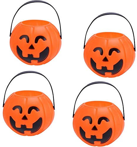 JPYH 4pcs Halloween Kürbis Eimer, Kinder Süßes oder Saures Kürbis Süßigkeiten Pail Halter Halloween Party Deko Kinder Trick oder Treat Taschen für Party Favors