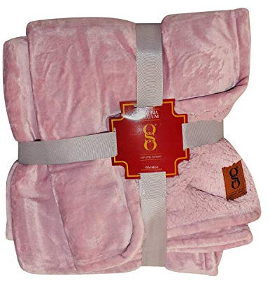 miasuite i sogni italiani Winterdecke aus hypoallergenem Fleece, 130 x 160 cm, Samt-Effekt, Elegantes Design, weich, maschinenwaschbar, Rosa