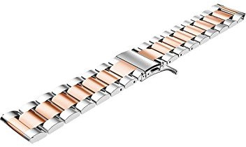 SkyBand Metalica Acero Moda Correas Compatible para Reloj Inteligente Smartwatch Michael Kors Gen 6 Bradshaw (Oro Rosa & Plata)