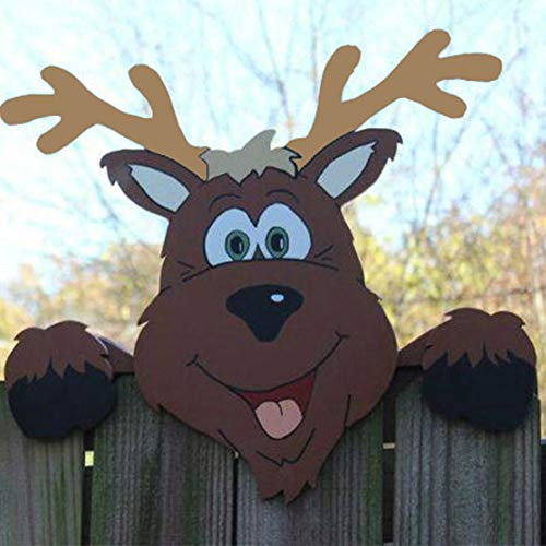 Weihnachtsschmuck Weihnachts-Yard-Schilder Weihnachtsmann Rentier Schneemann Garten Zaun Peeker Ornamente Elch Hexe Vogel Skelett festliches Weihnachten Thema Zaundekoration Außendekoration, 30×40cm