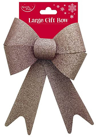 North Pole Christmas tree bow xmas tree decoration ROSE GOLD tree topper XMAS party glitter, 30cm x 17cm
