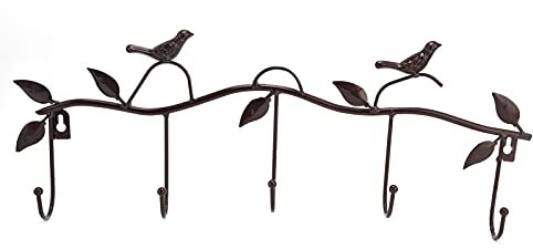 Crochet de Manteau en métal, Crochet Mural en Fer matériel Crochet de Porte-Manteau avec décor d'oiseau de Feuille pour vêtements Chapeaux clés Manteaux Serviettes