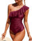 Xnova Estivo Costume Intero da Bagno Donna con Una Spalla, Costumi Interi Piscina Contenitivi Pancia Piatta, Backless Vintage Swimsuit Sportivo Swimwear Beachwear(Rosso, L)