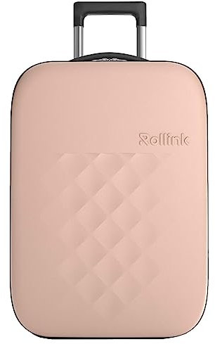 Rollink Vega II Reisekoffer, Trolley - Das Original mit innovativer Falttechnologie (Patent Pending) (Rose Smoke, Cabin S - 55x40x23cm)