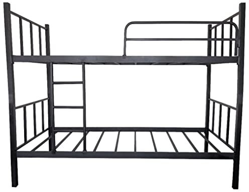 TMM Etagenbett Hochbett Metall Rahmen 200x90cm Jugendbett Doppellbett Kinderbett, Schwarz