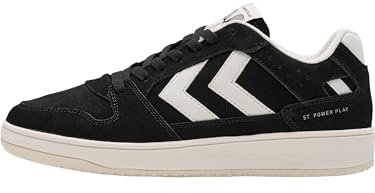 HUMMEL Unisex ST. Power Play Suede Sneaker, Black/White, 43 EU