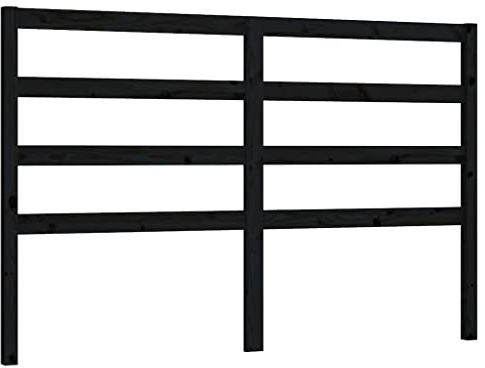 vidaXL Bed Headboard, Solid Pine Wood, Fashionable Black Design, Easy Assembly, 166x4x100 cm, Suitable for Beds Without Headboard
