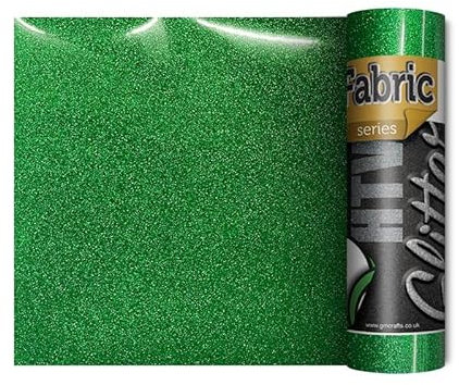 Cricut Joy Compatible Glitter Iron On Vinyl | Brilliant & Sparkling Heat Transfer Vinyl for Use On Fabrics | Shimmering Effect | Available in A Large Variety of Colours (Green)