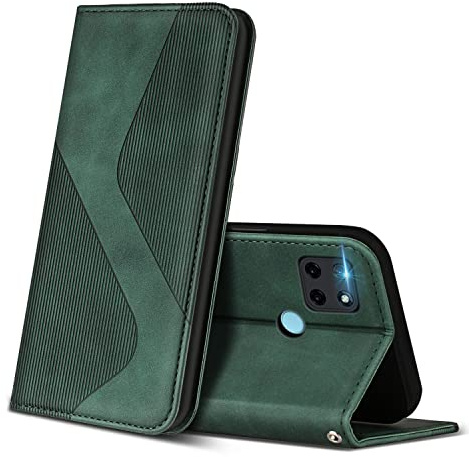 ZONNAVI Funda para Realme C21Y / Realme C25Y, Funda Libro de Cuero con Ranura para Tarjeta y Magnético, Wallet Flip Caso Cubierta Case Carcasa para Realme C21Y / Realme C25Y (Verde)