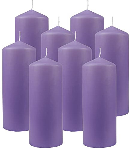 Bestgoodies Stumpenkerzen Wachskerzen Ø6cm x 17cm (8er Pack) Violett - Lange Brenndauer, Hergestellt in EU, Kerzen Blockkerzen - Wachs Stumpen