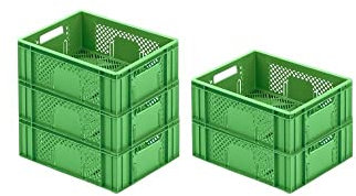 PROREGAL CHEFGASTRO SuperSparSet 5x Eurobehälter Obst- und Gemüsekasten | HxBxT 14,2x30x40cm | 13 Liter | Grün | Obst-Gemüsekiste, Obstkorb, Transportbox