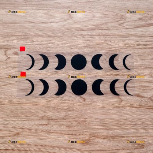 Mondphasen Lunar Aufkleber Decal Vinyl - 2er Pack Schwarz, 20,3 cm - ohne Hintergrund, konturgeschnitten für Auto Boot Laptop