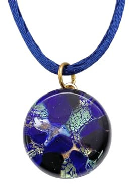 Murano Passion Pendentif en Verre de Murano, Pendentif en Verre Fait Main, Pendentif Millefiori, Feuille d'or, Bijoux en Verre de Murano, Verre de Venise, 2 cm (Viola SML MGPV1)