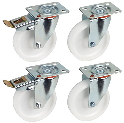 Dörner + Helmer 4er Set Transportgeräte-Lenkrolle 125 mm PP, Platte 100 x 85 mm, Rollenmix, Tragkraft 600 kg/Set