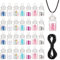 nbeads 28 Stück 7 Farben Wunschflaschenanhänger, Nachfüllbare Flaschen Wunschflaschen Glasflasche mit Stern Glitzer Pailletten/Paillette und gewachstem Polyesterband für Hochzeit Party