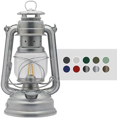 Feuerhand LED Laterne Baby Special 276 - stufenlos dimmbare Laterne für Wohnzimmer, Balkon oder Terrasse - mit warmweißem Licht, Akku- und Batteriebetrieb, Zink, Uni