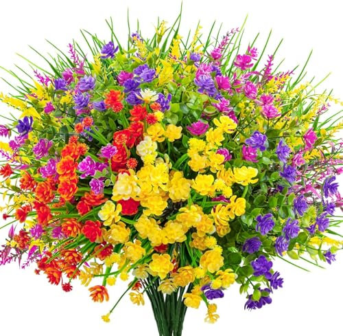 Hywean Homd 12 Bündel Künstliche Balkonpflanzen, Künstliche Blumen wie echt und UV-beständig, Kunstblumen für Balkon, Garten, Hof, Fenster, Büro, Tisch, Küche, Heimdekoration.