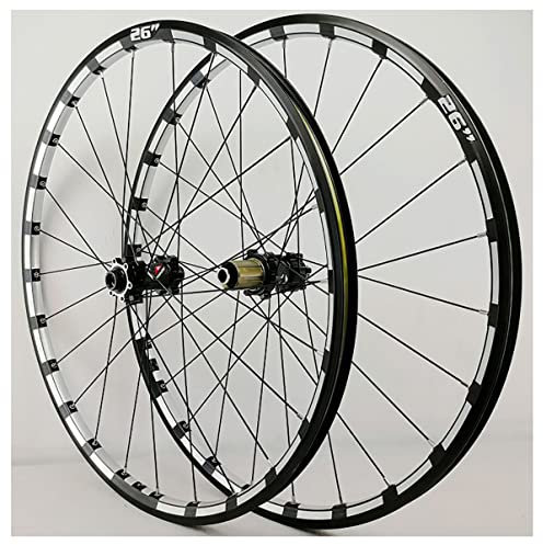 ZCXBHD Mountainbike-Laufradsatz 26/27.5'' 29 Zoll MTB Scheibenbremse Steckachse Laufräder Straight Pull Speichen Felge 24H Nabe Für 7 8 9 10 11 12 Gang Kassette (Color : Black, Size : 26in)