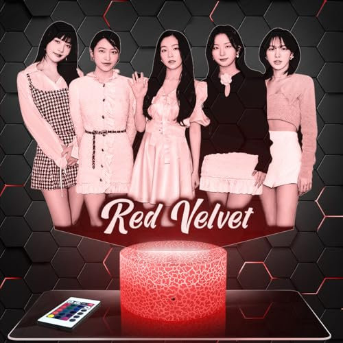 Lampephoto.fr Lampe RedVelve deko Zimmer Mädchen Lampe 3D RedVelveobjekt k-pop Korea Koreanischer Pop Geschenk gedämpftes Licht Nachtlicht deko Büro. Eigenartig Geschenk Weihnachten Teenager TOP