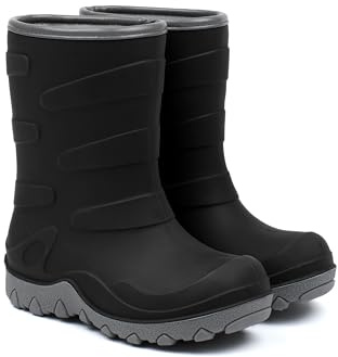 Mikk-line Gefütterte Gummistiefel Kinder, Winterstiefel mädchen & jungen | Allwetter-Stiefel, Wasserdicht, Winddicht, Gefüttert thermostiefel, Naturgummi, Rutschfeste schneestiefel, Leichte