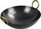 Iron Kadai Deep Frying Pan Traditional Kadhai for Cooking Indian Chinese Food Wok Pan Kitchen Tool for Families Multipurpose Hand Hammered Round Bottom Black (14 Inch)