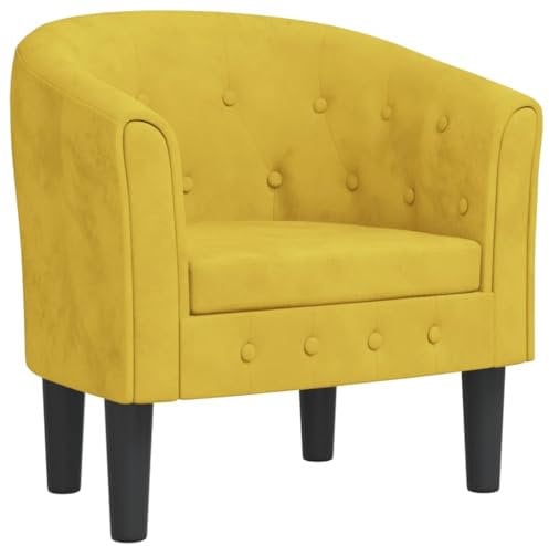 vidaXL Fauteuil Cabriolet, Chaise avec Accoudoirs, Canapé avec Dossier, Siège Rembourré, Meuble de Salon Chambre Bureau, Jaune Velours
