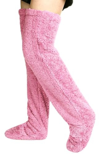 Calcetines de peluche hasta la rodilla para mujer, calcetines mullidos, calcetines de invierno, calcetines de Navidad, regalo de peluche, piernas blandas, blanditos