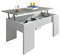 HOGAR24 ES | Mesa de Centro Elevable | Mesita de Salón Comedor | Color Blanco con Tapa en Gris Cemento | Medidas: 90cm x 50cm x 46cm / 56cm (Ancho x Fondo x Alto)