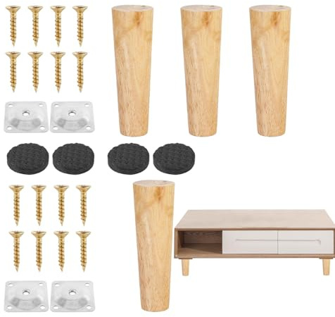 Meindin Pieds de canapé en Bois Massif tourné - Pieds de Rechange Ronds en Bois pour Fauteuil inclinable, canapé, Armoire, Fauteuil et Chaise