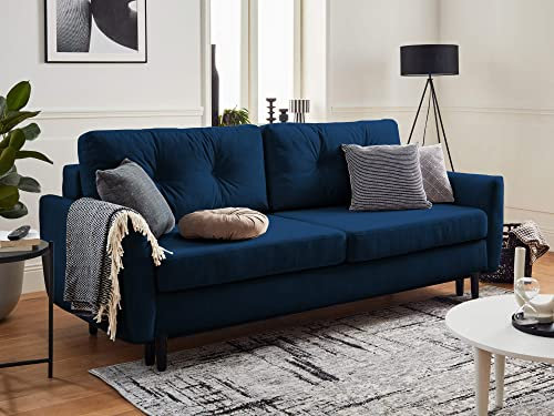 Lisa Design Nils - Einzelsofa 3-Sitzer Schlaffunktion - mit Bettkasten Aufbewahrung - Samt Nachtblau