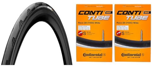Continental Grand Prix 5000 Neumático Plegable para Bicicleta, Unisex Adulto, Negro, 28 | 700 x 28C & Pack 2 cámaras Road 28 Wide, 700c 25-32, válvula Presta (Fina), 42 mm, Unisex Adulto