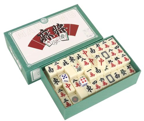 YANGUN Mini Mahjong Set, Mini Majong, 144 Tiles Chinese Traditional Mahjong Set with Carrying Travel Case,MahjongSet Portable with 2 Dice,Classic Mahjongs Game Sets for Family Leisure Time Travel Game