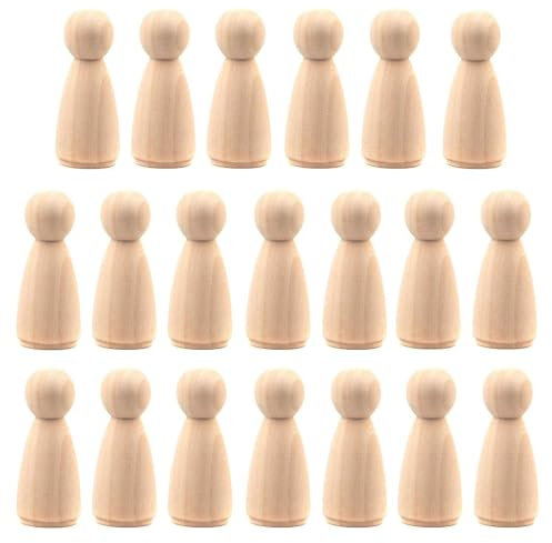 LUUFAN 20pcs hölzerne Peg Puppen, unfertige hölzerne weibliche Menschen Form Natur Plain Holz Körper Puppen für Kunst Handwerk Projekte DIY