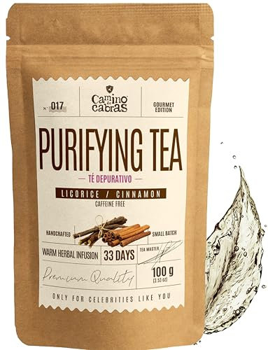 DETOX TEE – Lakritz & Zimt Tee – Beruhigungstee, Leber Entgiften & Verdauung – Ingwer, Orange, Hibiskus, Kardamom – Kräutertee Lose - Natürliche Zutaten - Koffeinfre - Licorice & Cinnamon Tea - 100g