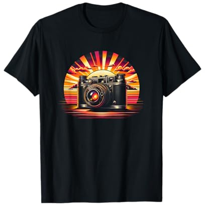 Retro Kunst Shop Vintage Fotografie T-Shirt für Fotografen, Schwarz, S, Halbarm, Unisex, Klassisch, Einfarbig, Stretch, Alle Jahreszeiten