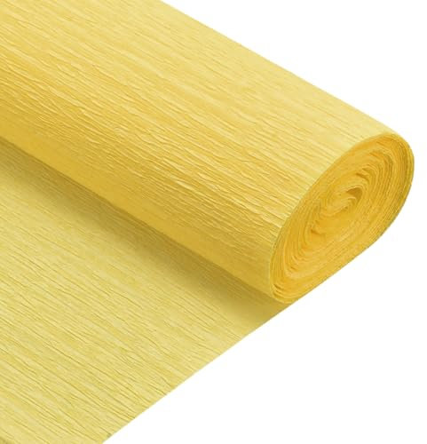 QUARKZMAN 2 Rollen Krepppapier 50 x 210 cm Kräuselpapier Pastell Crepe Paper Seidenpapier Floristenkrepp Crepe-Papier zum Basteln Dekoration Geschenk Verpackung Blumen, Gelb