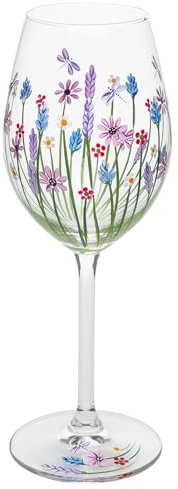 Shudehill Giftware East West My Favourite Glass Floral Hand Painted Wine Glass - Lavender, Delphinium, Poppy, Daisy, Gerbera, Sunflower, Butterfly Meadow, Bee or Dragonfly Designs (Dragonfly)