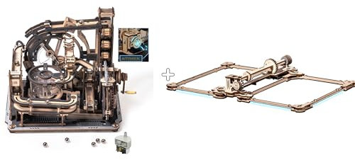 ROKR Kugelbahnen 3D Holzpuzzle für Erwachsene, 3D Puzzle Holz Motorbetriebene Mechanische Modellbausätze mit Kugeln, Automatischer & Manueller Modi, Marble Spaceport & Marble Run Link Pack, LGC01 LG01