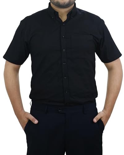 biyya® Men's Formal Dress Shirt Plain Short Sleeve Mens Dress Shirt 100% Cotton Business Causal Button Down Shirts for Men with Pocket S-3XL (MHDS-168-A, XXL)